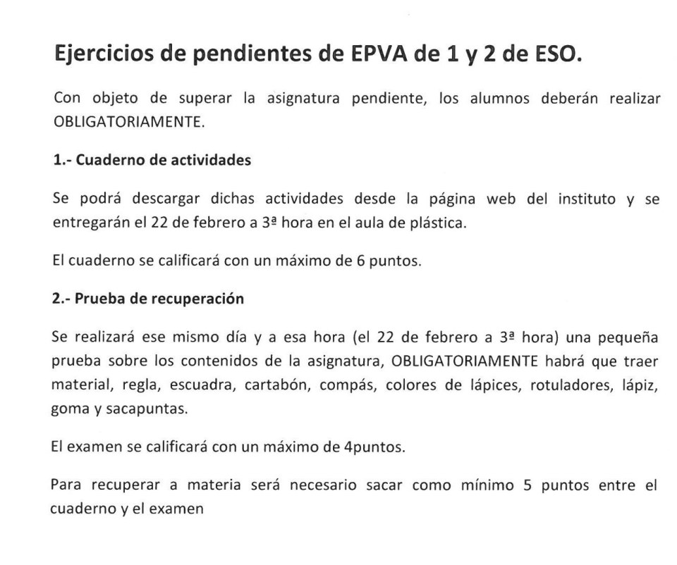 Pendientes plástica 1º y 2º